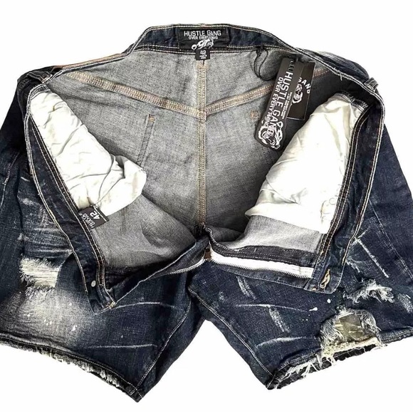 New Hustle Gang Men’s Denim Shorts. Size 42 Montego Wash 98011 Fisher Hip style - Picture 3 of 12